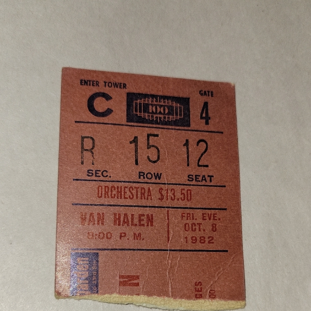 Vintage Van Halen Concert Ticket Stub